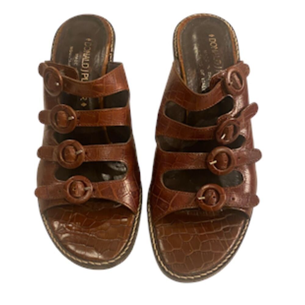 Donald J. Pliner Sz. 8.5 Strappy Slide-In Shoes Made in Italy Leather